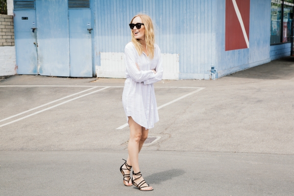eatsleepwear, Vince Camuto, shirt dress, sandals, Kimberly Lapides