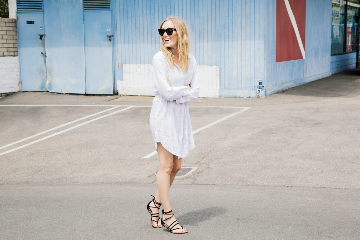 eatsleepwear, Vince Camuto, shirt dress, sandals, Kimberly Lapides