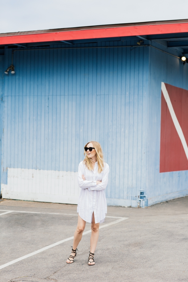 eatsleepwear, Vince Camuto, shirt dress, sandals, Kimberly Lapides