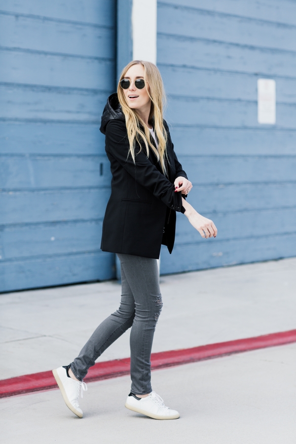eatsleepwear, Kimberly Lapides, OUTFIT, Veronica Beard, LNA, Frame, Ray-ban, IRO