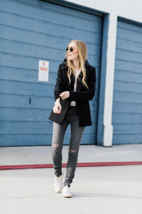 eatsleepwear, Kimberly Lapides, OUTFIT, Veronica Beard, LNA, Frame, Ray-ban, IRO