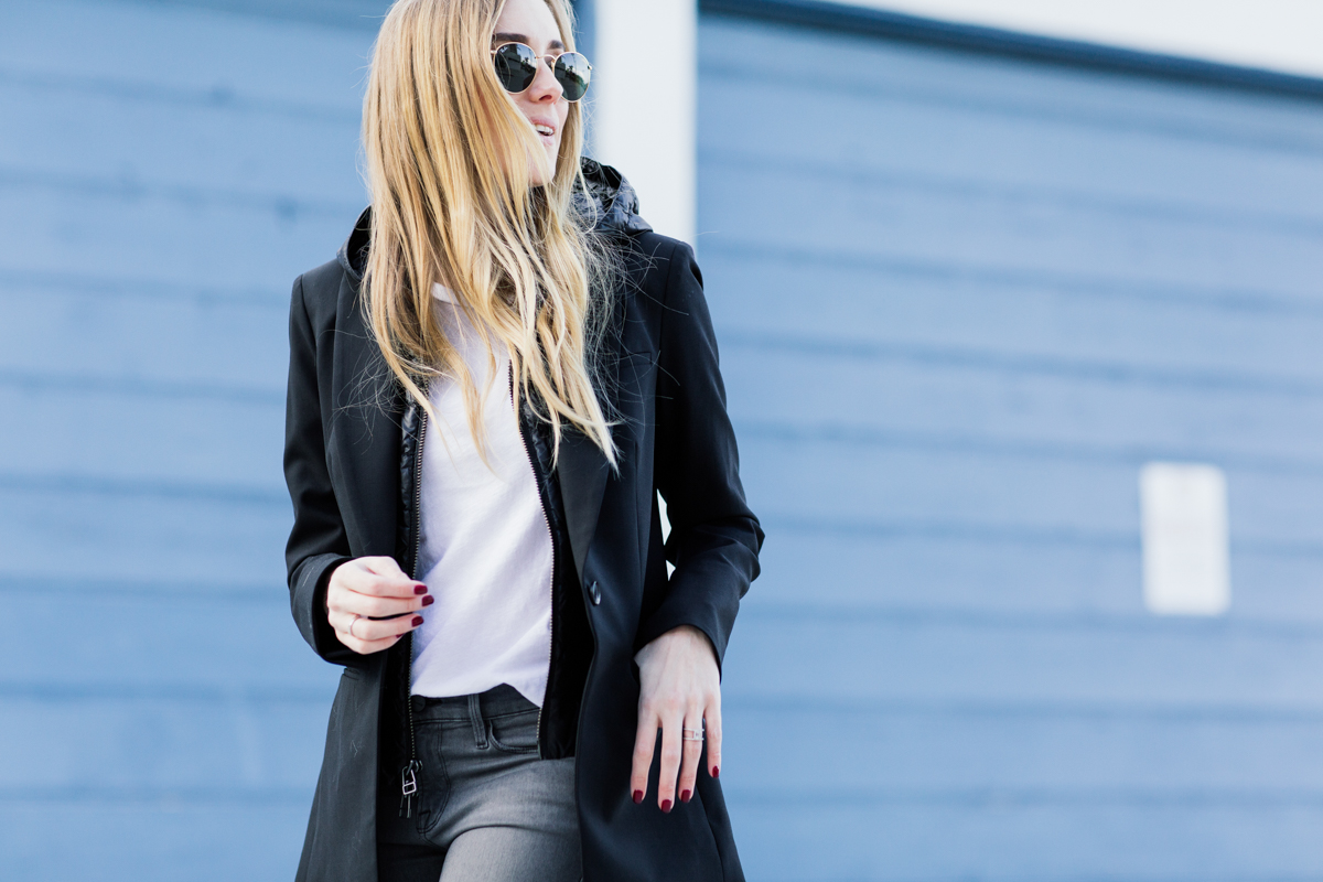 eatsleepwear, Kimberly Lapides, OUTFIT, Veronica Beard, LNA, Frame, Ray-ban, IRO
