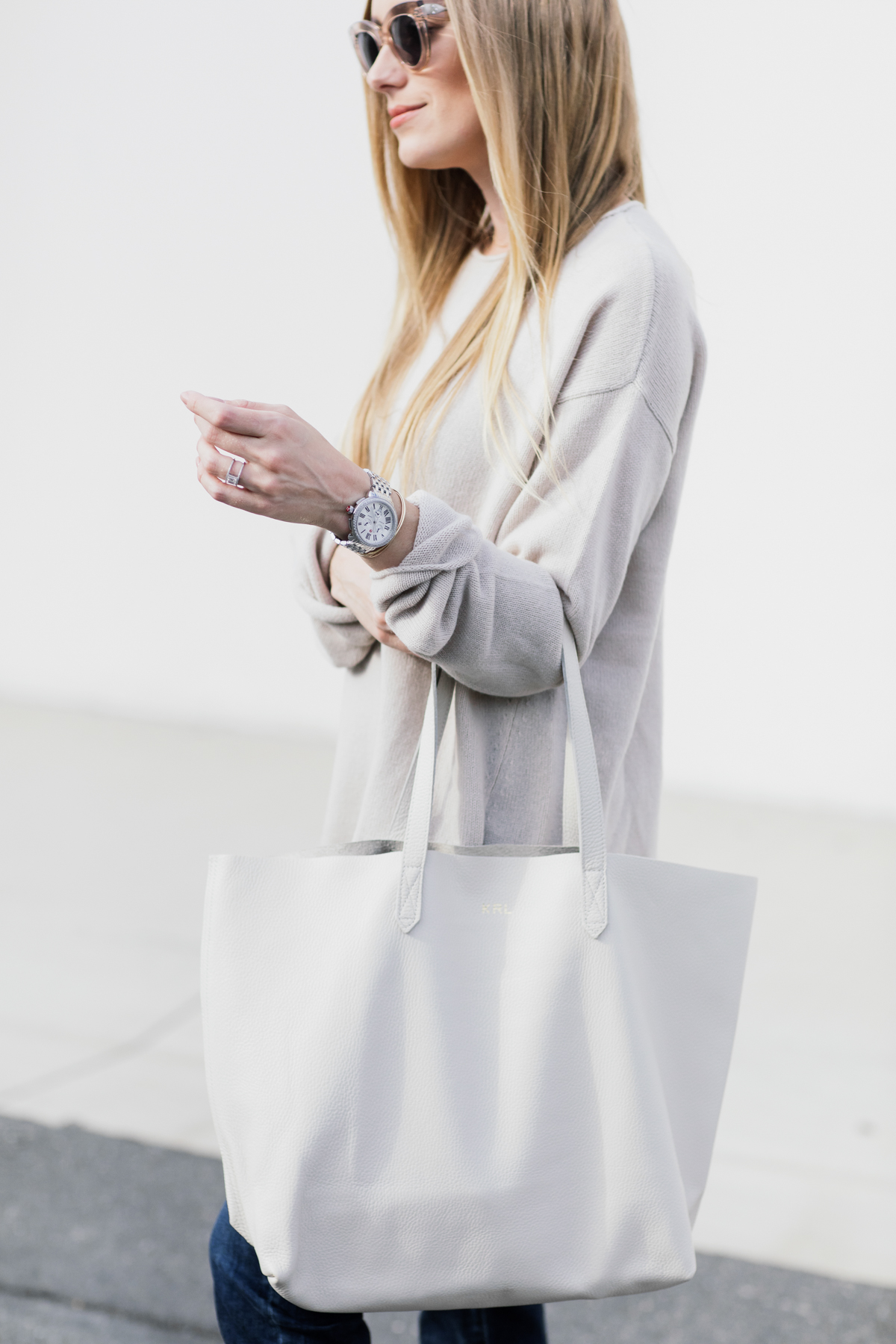 eatsleepwear, Kimberly Lapides, OUTFIT, AG jeans, Theory, Tretorn, Cuyana, Celine, Michelle Watches