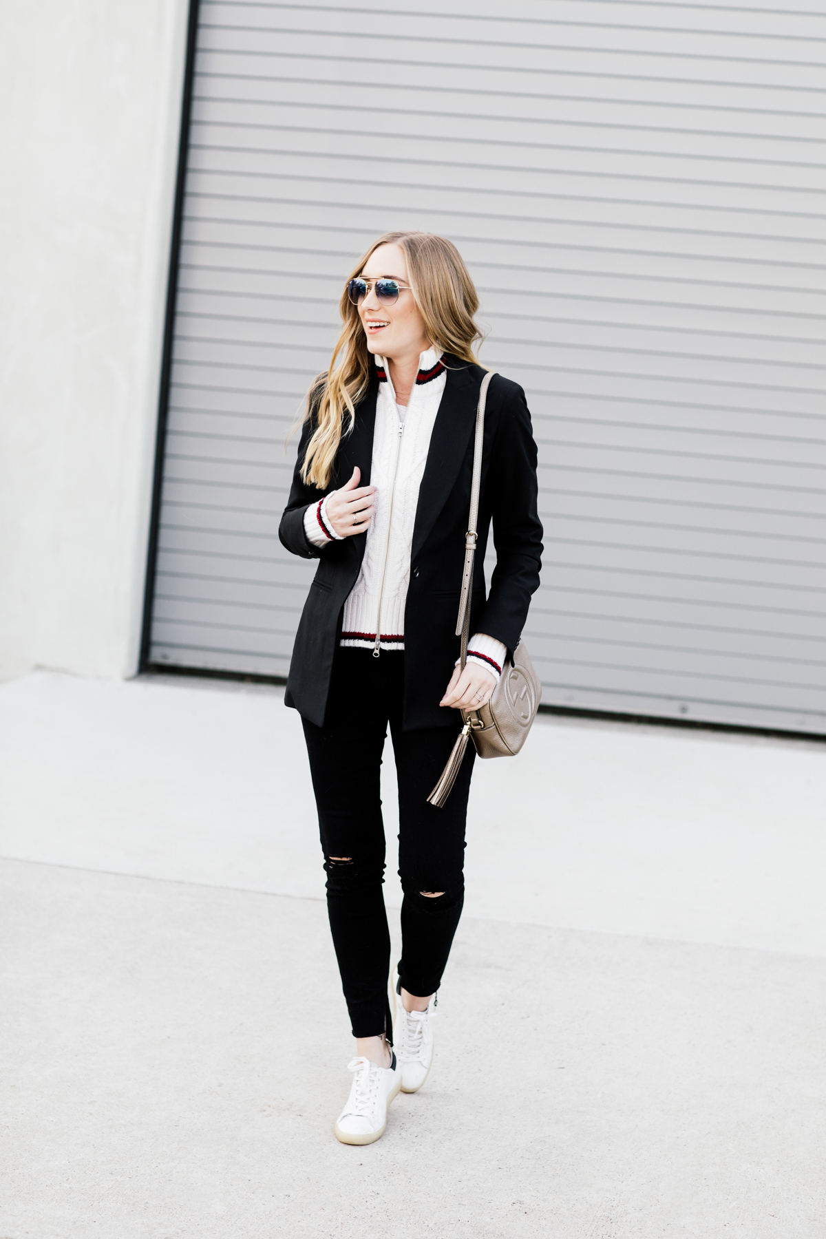 eatsleepwear, Kimberly Lapides, OUTFIT, veronica beard, frame denim, gucci, ray-ban, iro