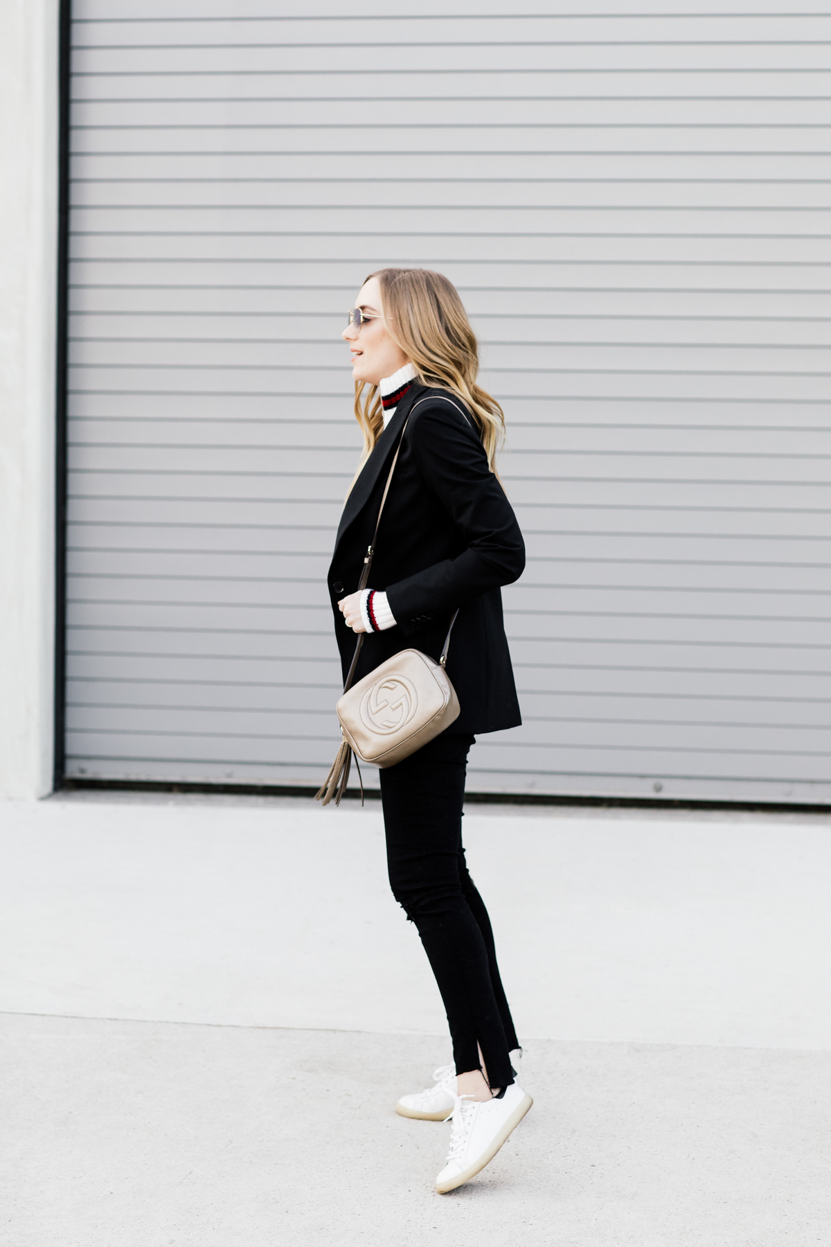 eatsleepwear, Kimberly Lapides, OUTFIT, veronica beard, frame denim, gucci, ray-ban, iro