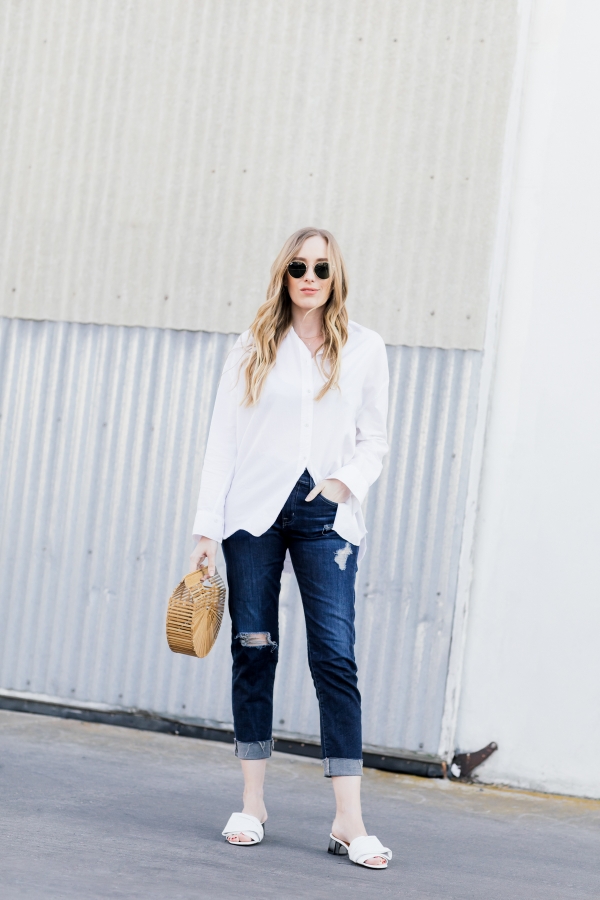 eatsleepwear, Kimberly Lapides, OUTFIT, Vince, Ag jeans, Cult Gaia, Rayban, Clergerie
