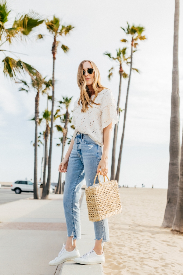 eatsleepwear, Kimberly Lapides, OUTFIT, ZARA, Frame, rayban, Veja, newport beach