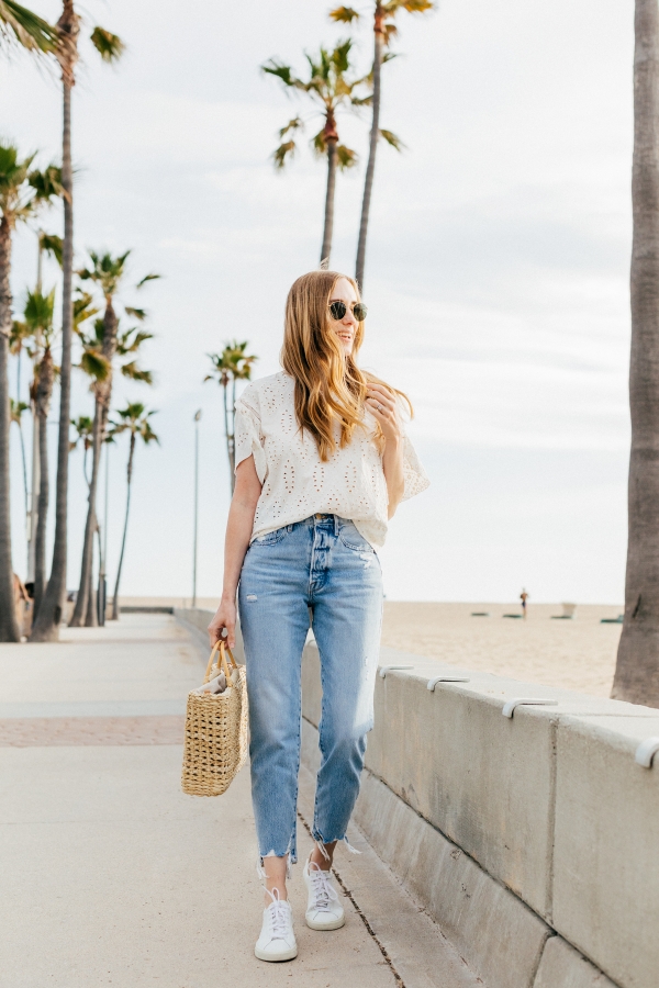 eatsleepwear, Kimberly Lapides, OUTFIT, ZARA, Frame, rayban, Veja, newport beach