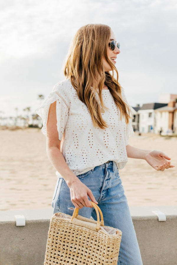 eatsleepwear, Kimberly Lapides, OUTFIT, ZARA, Frame, rayban, Veja, newport beach