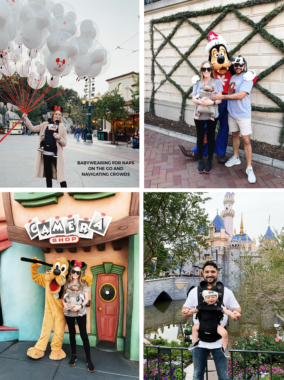 Tips for visiting Disneyland with a newborn baby and 1 year old baby eatsleepwear kimberly lapides baby wearing