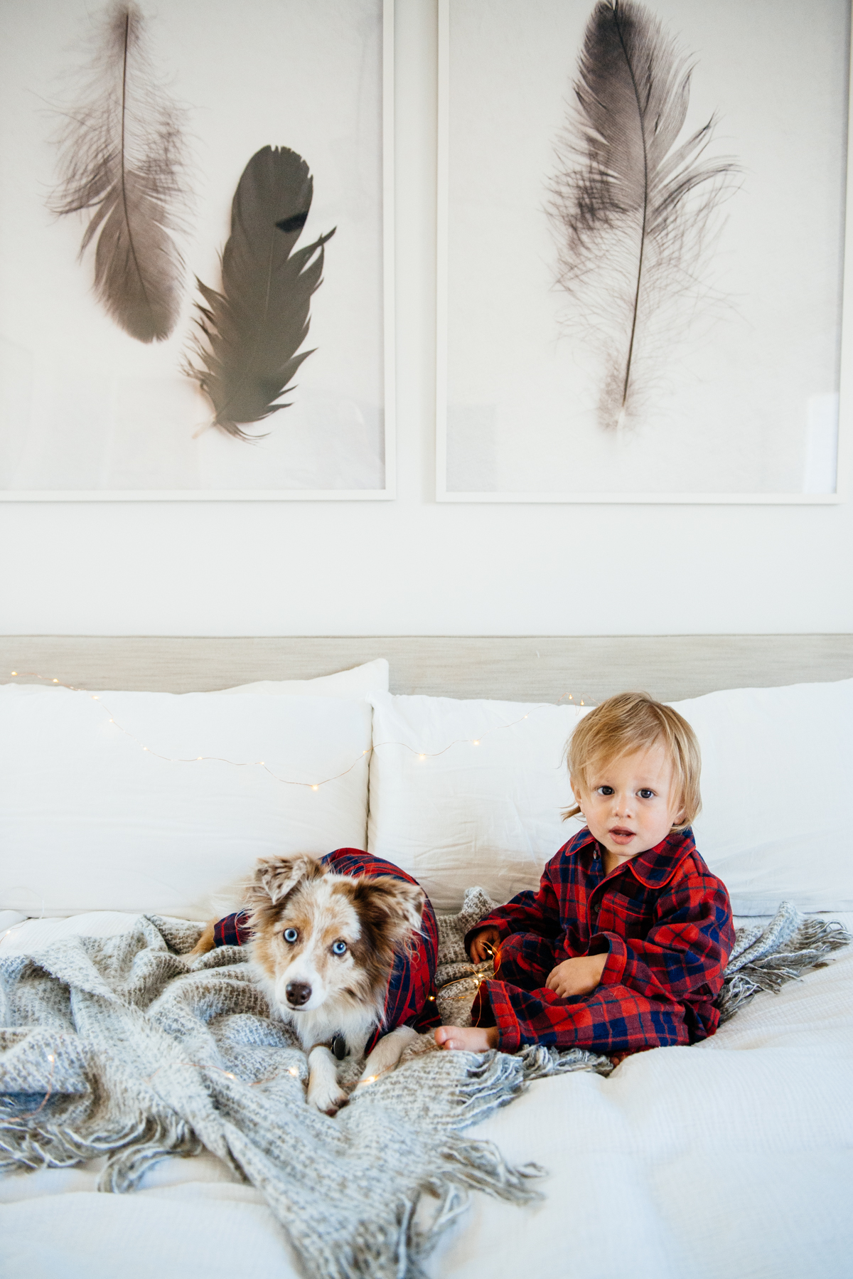 Kimberly Lapides of eatsleepwear sharing her favorite kids and toddler pajamas featuring 1212, clover baby & kids, target, gap kids, h&m kids. Showing toddler and dog in matching plaid pajamas from janie and jack.