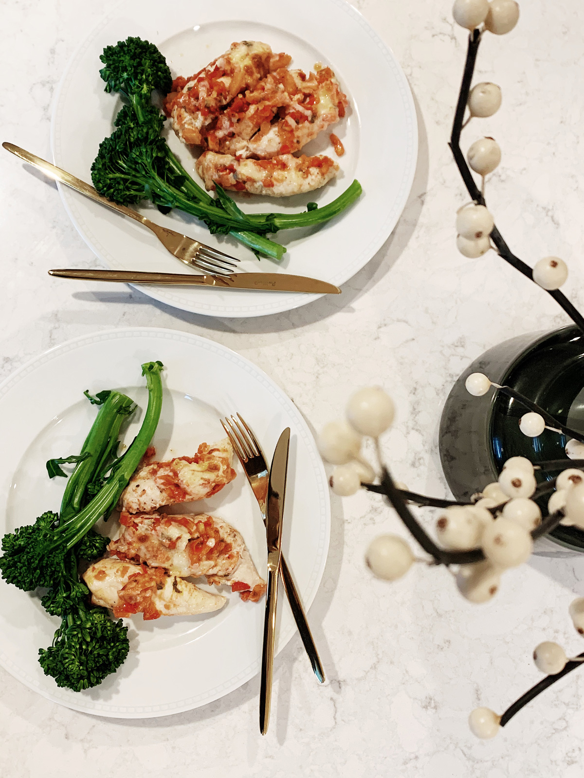 Family Friendly Trader Joe's Baked Bruschetta Chicken Recipe for an easy weeknight dinner