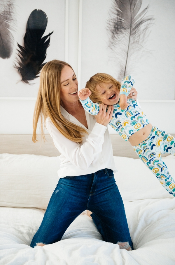 Kimberly Lapides of eatsleepwear in collaboration with Clover Baby & Kids pajamas celebrating Rainbow Baby, IVF, and Infertility