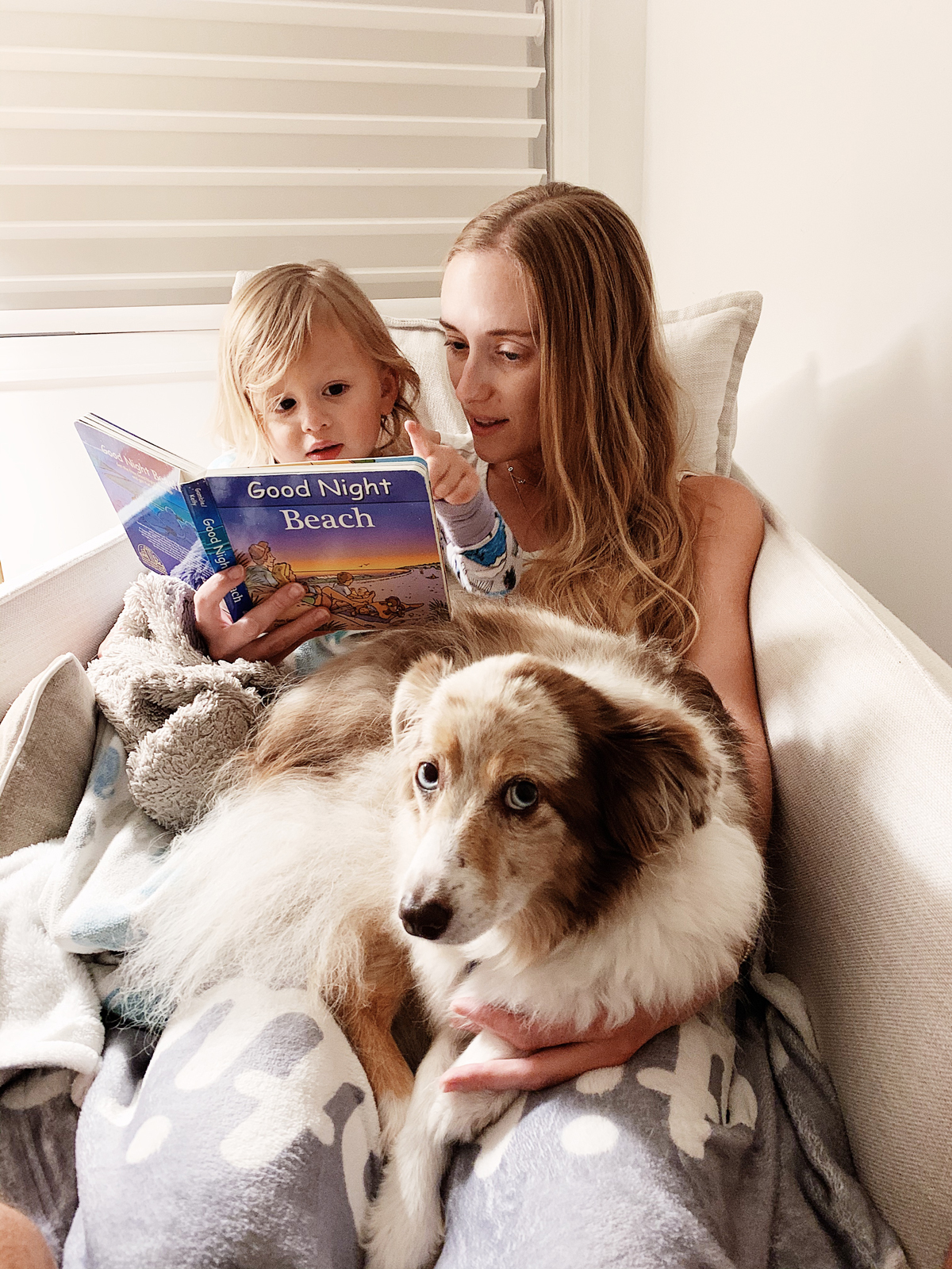 2 year old toddler bedtime routine reading a book.