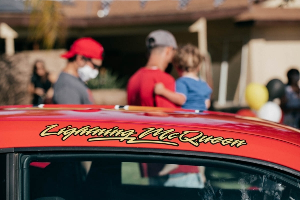 Lightning McQueen Impersonator at Disney Pixar Cars themed birthday