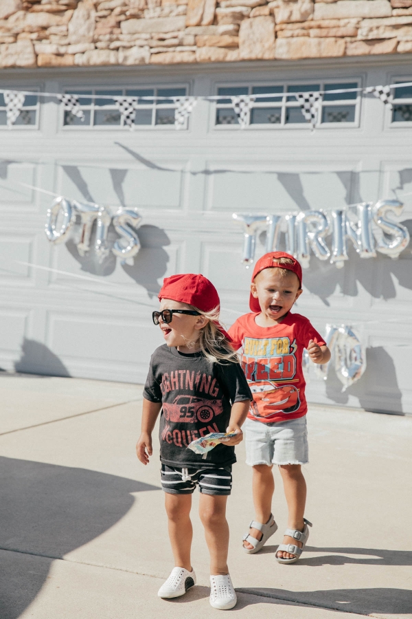 Toddlers dancing at Disney Pixar Cars themed birthday
