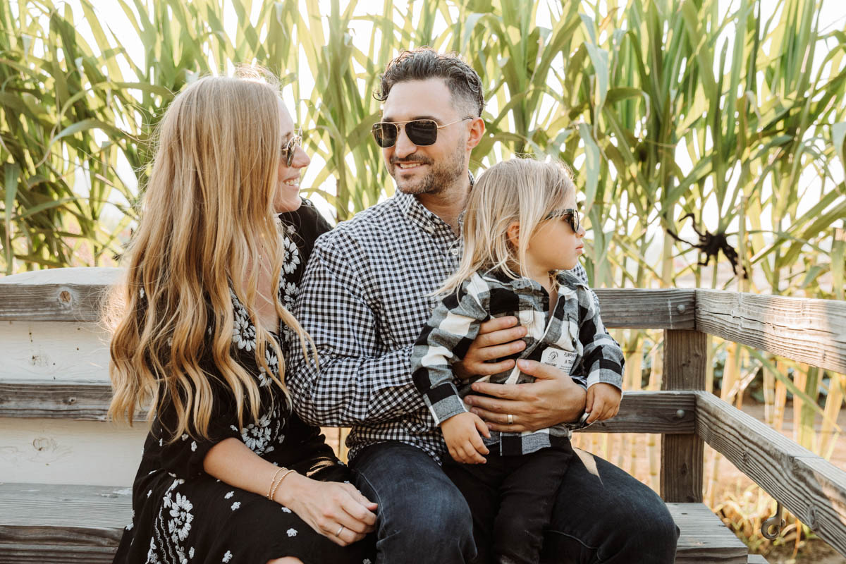 Hayride on tractor at Pumpkin Patch Photo shoot at Tanaka Farms