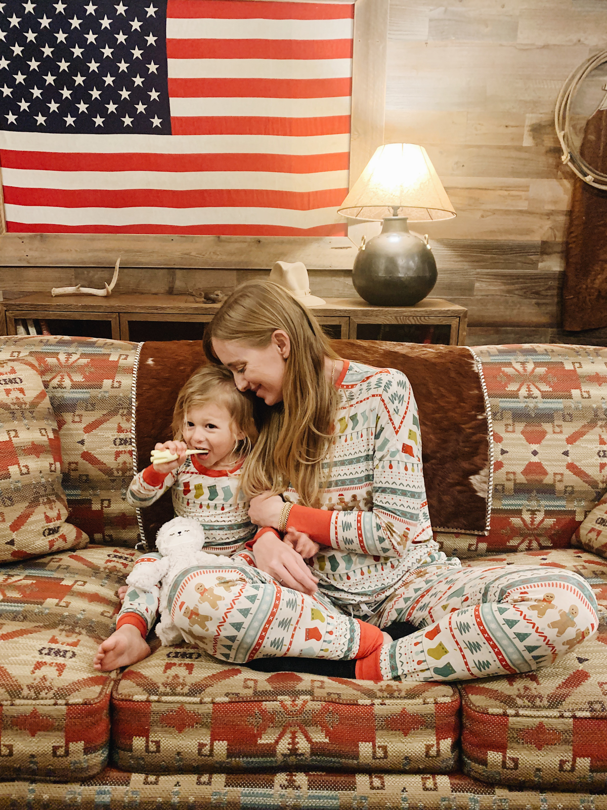 Mother and Son inside suite at Alisal Guest Ranch and Resort 
