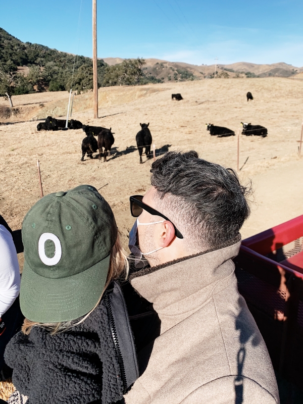 Father and son on wagon ride to breakfast at Alisal Guest Ranch and Resort 