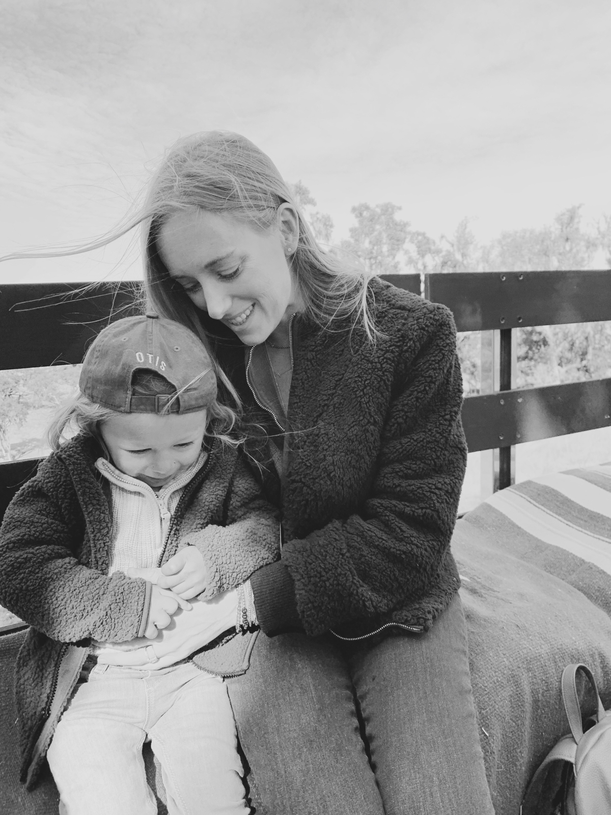 Mother and son on wagon ride to breakfast at Alisal Guest Ranch and Resort 